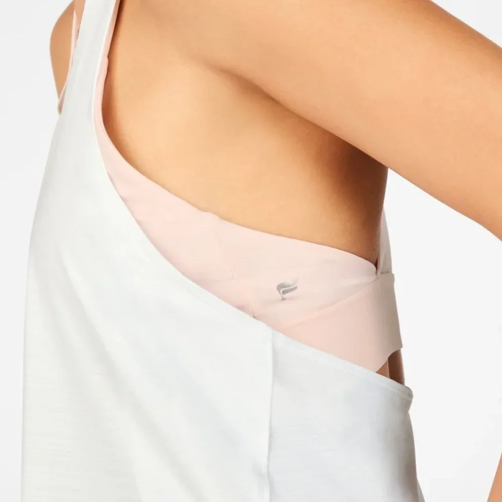 Fabletics White Racerback Tank Top with Pink Built in Bra - Picture 4 of 6